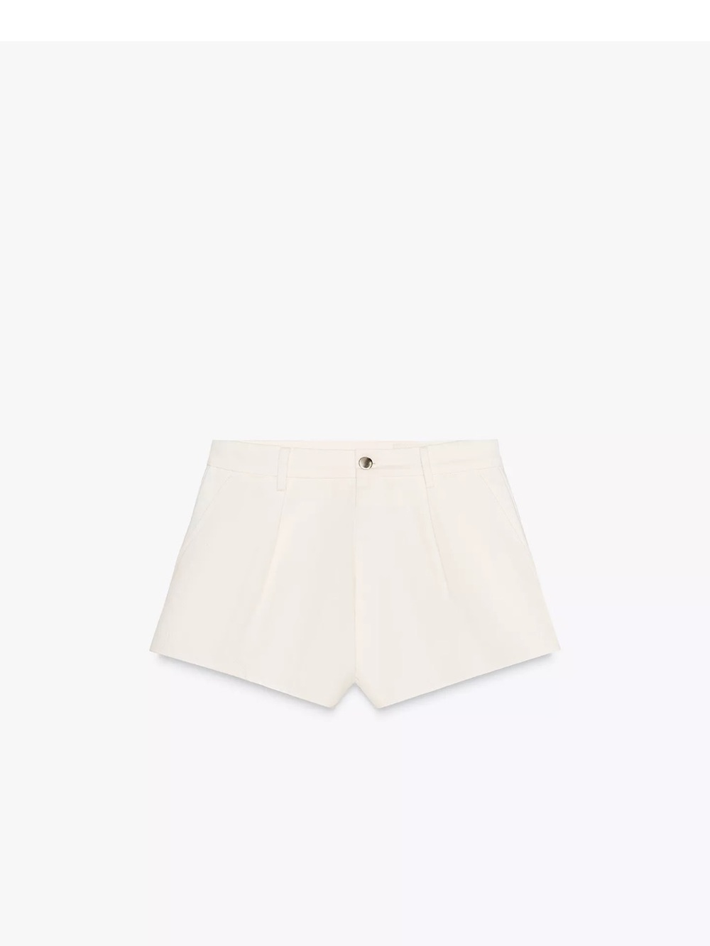 Zara Ecru ZW COLLECTION High-Waist Pleated Shorts